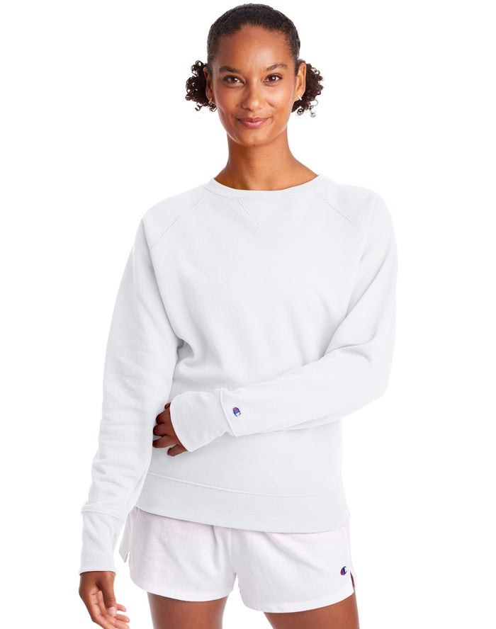 Champion Powerblend Fleece Classic Crew Sweatshirt Dames - Wit - Belgie 2167SEUTA